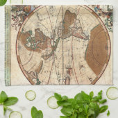 antiek 1691 Sanson-kaart van de wereld Theedoek (Gevouwen)