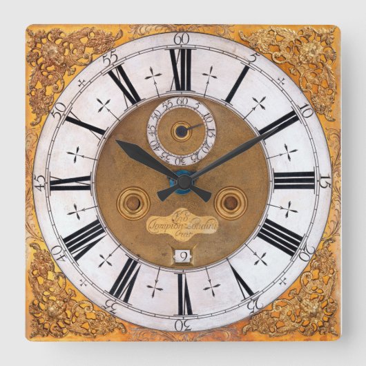 Antiek 1700 Thomas Tompion Print Vierkante Klok (Voorkant)