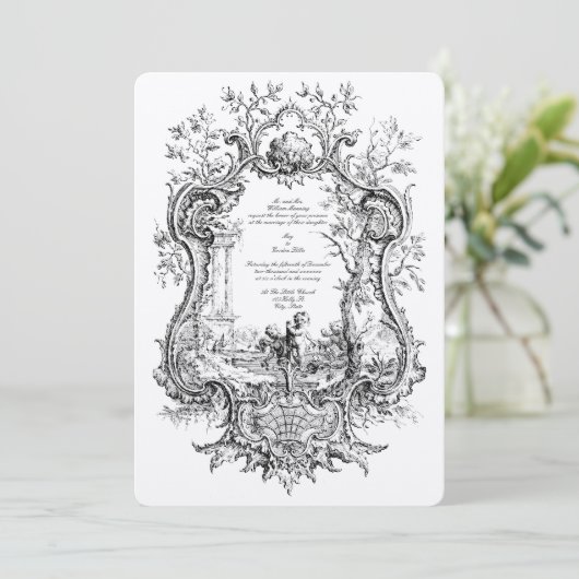 Antiek 1738 Baroque Rococo Cartouche Kaart (Staand voorkant)