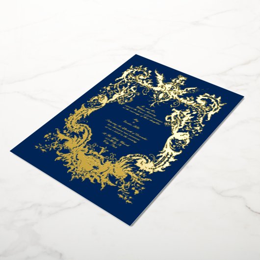 Antiek 1745 Barokke Rococo Cartouche Folie Uitnodiging (Gedraaid)