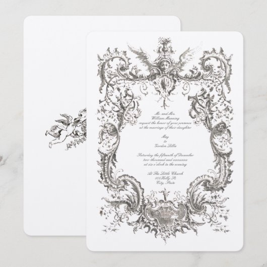 Antiek 1745 Baroque Rococo Cartouche Uitnodiging (Voorkant / Achterkant)