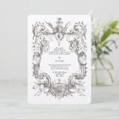 Antiek 1745 Baroque Rococo Cartouche Uitnodiging (Staand voorkant)