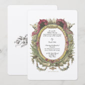 Antiek 1755 Baroque Rococo Floral Oval Invitation Kaart (Voorkant / Achterkant)