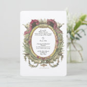Antiek 1755 Baroque Rococo Floral Oval Invitation Kaart (Staand voorkant)