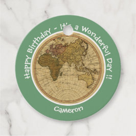 Antiek 1786 Oostelijk halfrond Kaart Thema Feest Bedankjes Labels