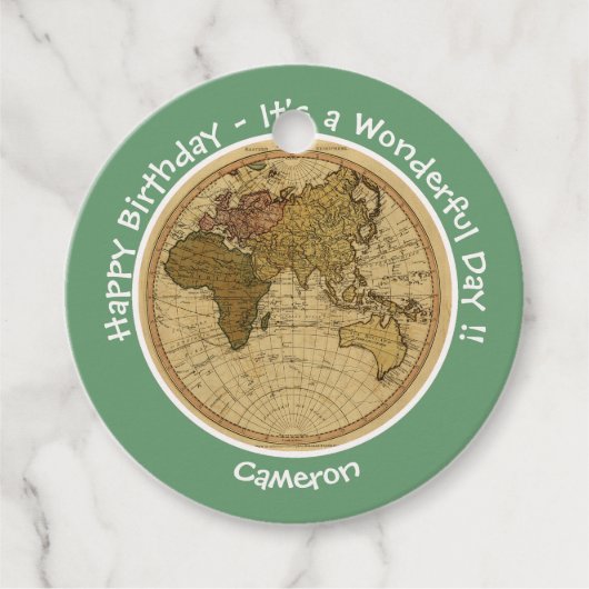 Antiek 1786 Oostelijk halfrond Kaart Thema Feest Bedankjes Labels (Voorkant)