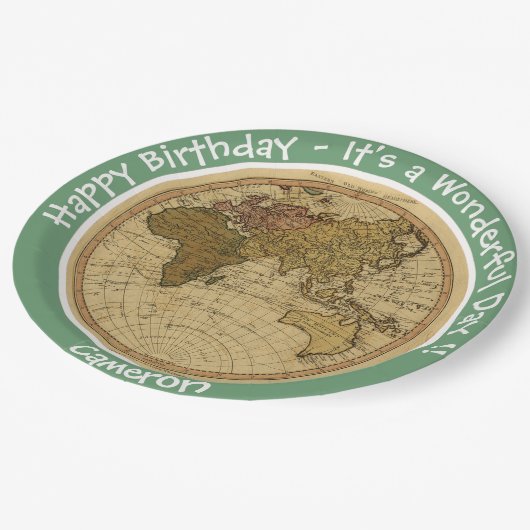 Antiek 1786 Oostelijk halfrond Kaart Thema Feest Papieren Bordje (Gekanteld)