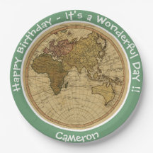 Antiek 1786 Oostelijk halfrond Kaart Thema Feest