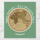 Antiek 1786 Oostelijk halfrond Kaart Thema Feest Wijn Etiket (Enkel label)