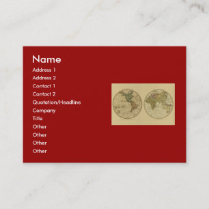 Antiek 1786 Wereldkaart van William Faden Visitekaartje