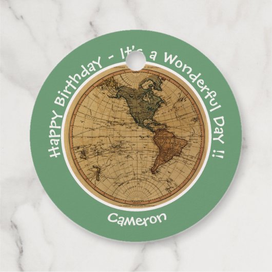 Antiek 1786 Western halfrond Kaart Thema Feest Bedankjes Labels (Achterkant)