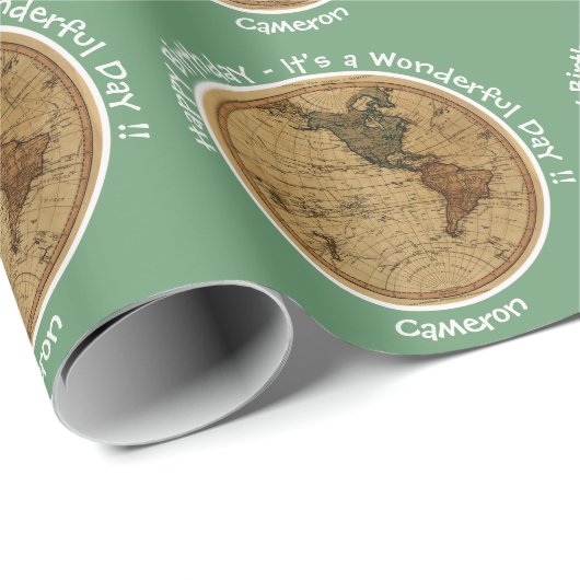 Antiek 1786 Western halfrond Kaart Thema Feest Cadeaupapier (Rol Hoek)