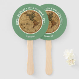 Antiek 1786 Western halfrond Kaart Thema Feest Handwaaier