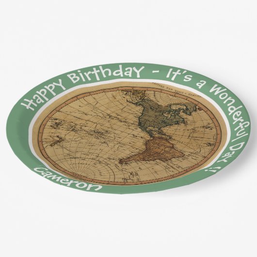 Antiek 1786 Western halfrond Kaart Thema Feest Papieren Bordje (Gekanteld)