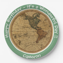 Antiek 1786 Western halfrond Kaart Thema Feest Papieren Bordje