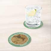 Antiek 1786 Western halfrond Kaart Thema Feest Ronde Kartonnen Onderzetter (Insitu)