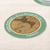 Antiek 1786 Western halfrond Kaart Thema Feest Ronde Kartonnen Onderzetter (Gebogen)