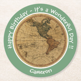 Antiek 1786 Western halfrond Kaart Thema Feest Ronde Kartonnen Onderzetter