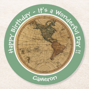 Antiek 1786 Western halfrond Kaart Thema Feest Ronde Kartonnen Onderzetter