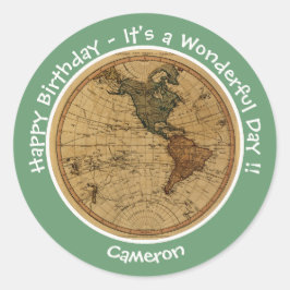 Antiek 1786 Western halfrond Kaart Thema Feest Ronde Sticker