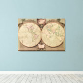 Antiek 1808 Wereldkaart van Laurie en Whittle Canvas Afdruk (Insitu (Houten vloer))