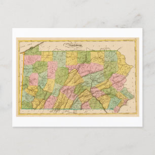 Antiek 1815 Kaart van Pennsylvania Briefkaart