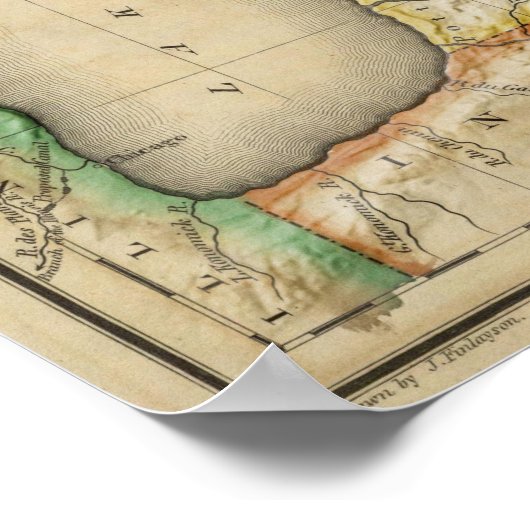 Antiek 1822 Michigan-kaart met moderne religie Poster (Hoek)