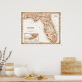 Antiek 1855 Kaart van Florida Poster (Keuken)