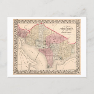 Antiek 1868 kaart van Washington, DC