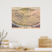 Antiek 1885 Kaart van El Paso, Texas, VS Poster (Keuken)