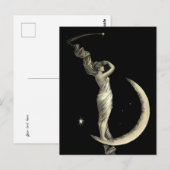 Antiek 1889 vrouw op halve maan print briefkaart (Voorkant / Achterkant)