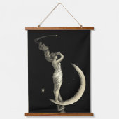 Antiek 1889 vrouw op halve maan print hangend wandkleed (Voorkant)