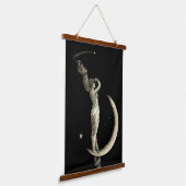 Antiek 1889 vrouw op halve maan print hangend wandkleed (Gebogen)