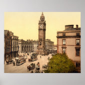 Antiek 1890s Belfast Street scene Albert Memorial Poster (Voorkant)
