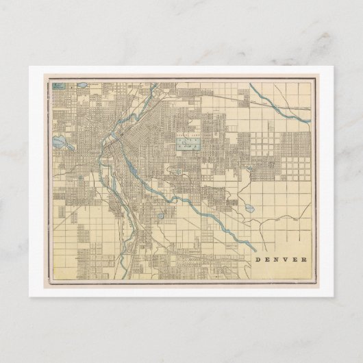 Antiek 1899 Kaart van Denver, Colorado (Voorkant)