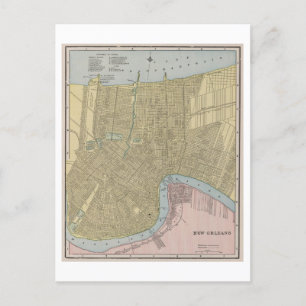 Antiek 1899 kaart van New Orleans, Louisiana,