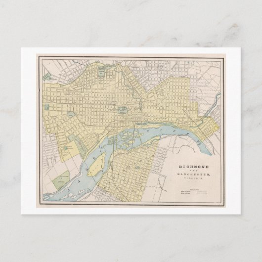 Antiek 1899 kaart van Richmond, Virginia, (Voorkant)