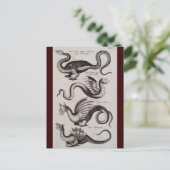 Antiek 18e eeuw Dragon Engraving Briefkaart (Staand voorkant)