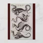 Antiek 18e eeuw Dragon Engraving Briefkaart (Voorkant)