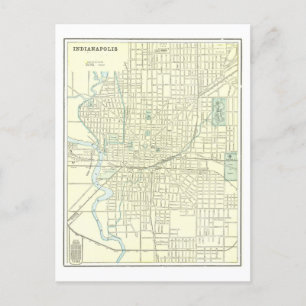 Antiek 1901 kaart van Indianapolis, Indiana,