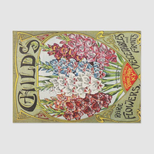 Antiek 1908 Gladiolus Garden Catalog Tissue Paper Tissuepapier (Voorkant)