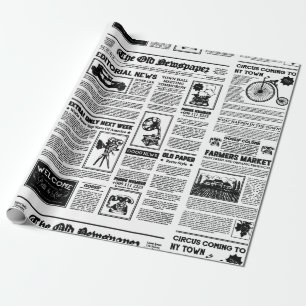 antiek 1920 flapper krant  zwart wit cadeaupapier