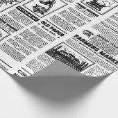 antiek 1920 flapper krant  zwart wit cadeaupapier (Hoek)