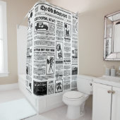 antiek 1920 flapper krant  zwart wit douchegordijn (In situ)