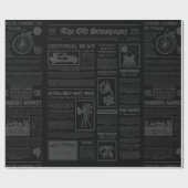 antiek 1920s flapper krant  zwart cadeaupapier (Vlak)
