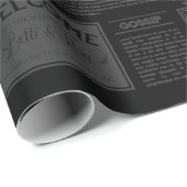 antiek 1920s flapper krant  zwart cadeaupapier (Rol Hoek)