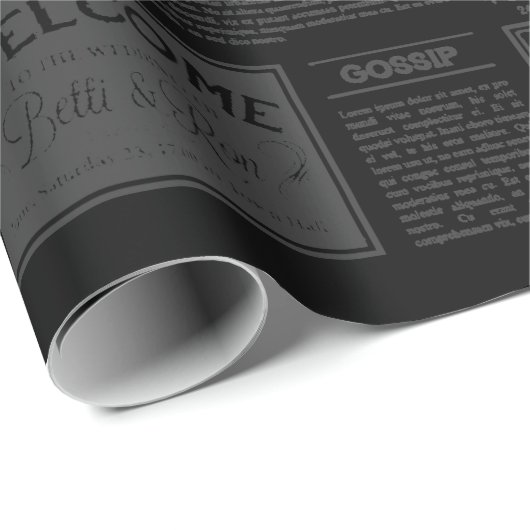 antiek 1920s flapper krant  zwart cadeaupapier (Rol Hoek)