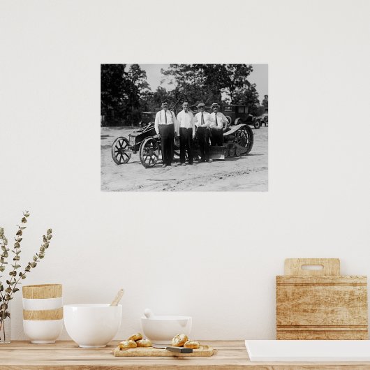 Antiek 1920s Road Construction Equipment Poster (Keuken)