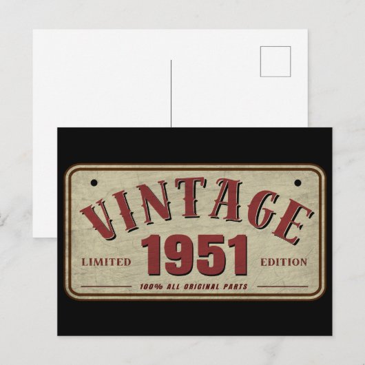 Antiek 1951 Beperkte Editie Alle Originele Onderde Briefkaart (Voorkant / Achterkant)