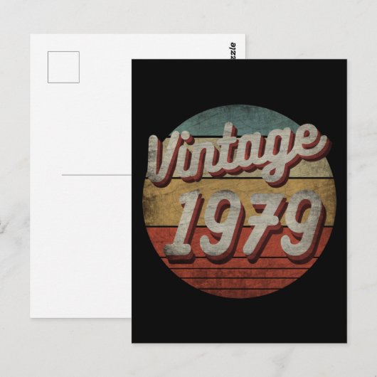 ANTIEK 1979 HEREN DAMEN VERJAARDAGSGESCHENK BRIEFKAART (Voorkant / Achterkant)